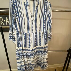 Blue and White Patterned Dress